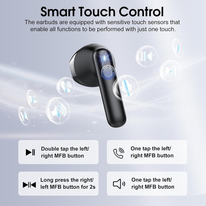 Bluetooth Kopfhörer, Kopfhörer Kabellos Bluetooth 5.4 In Ear Kopfhörer mit 4 ENC Noise Cancelling Mi
