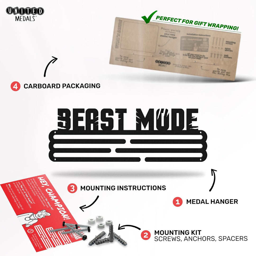 United Medals Beast Mode Medaillenhalter Stahl | Medaillen Aufhänger | Medal Hanger Holder Display R