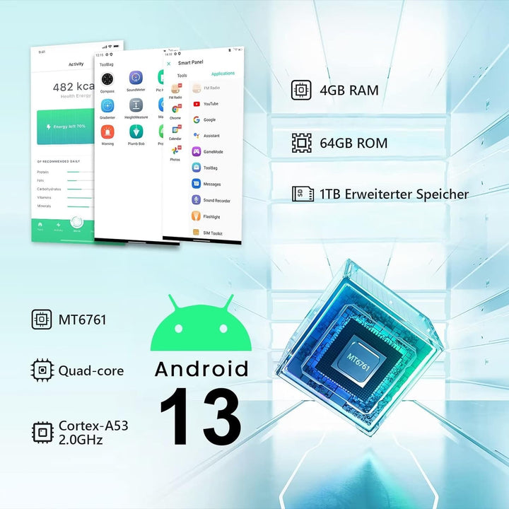 HOTWAV T5 MAX (2023) Android 13 Outdoor Handy, 6050mAh 4GB/64GB/1TB Erweiterbar 6.0 Zoll HD+ Display