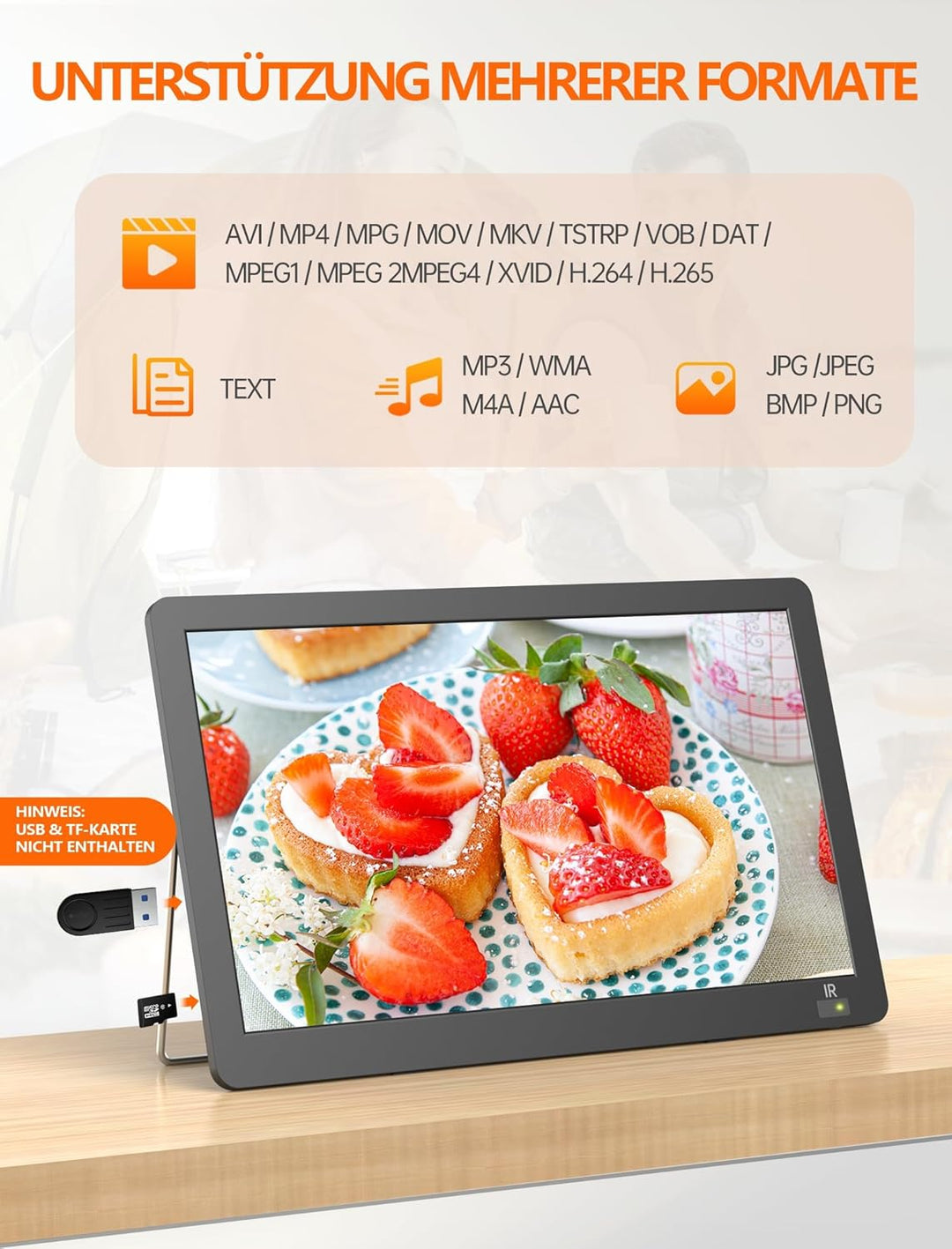 DESOBRY 14.2 Zoll Tragbare Fernseher, 1080P wiederaufladbare mit DVB-T2-Tuner, Outdoor-TV-Unterstütz