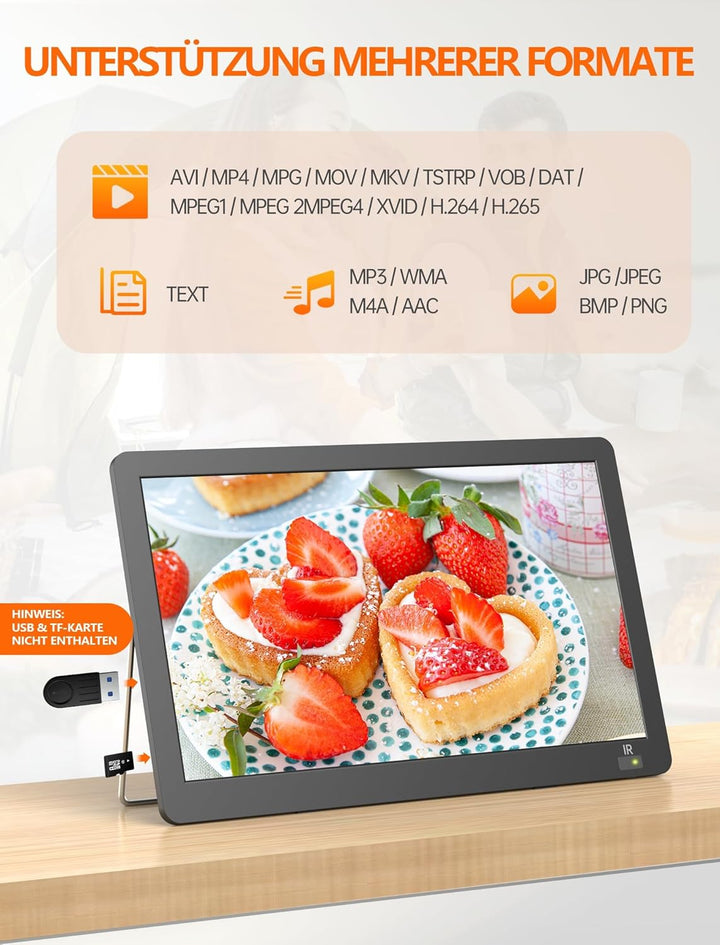 DESOBRY 14.2 Zoll Tragbare Fernseher, 1080P wiederaufladbare mit DVB-T2-Tuner, Outdoor-TV-Unterstütz