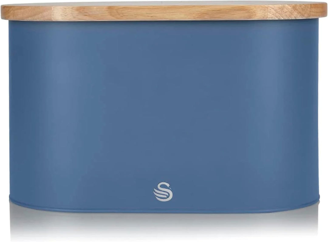 Swan Nordic Brotkasten, Deckel aus Bambusschneidebrett, Bread Bin aus Kohlenstoffstah für die Aufbew