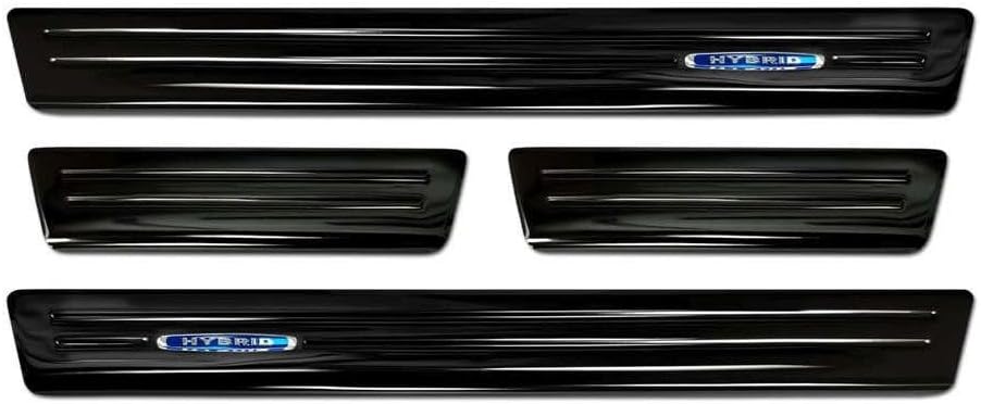 Black Inox door sill protectors compatible with Opel Grandland X 2017-2021 & Facelift 2021- 'Hybrid'