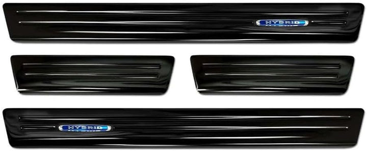 Black Inox door sill protectors compatible with Opel Grandland X 2017-2021 & Facelift 2021- 'Hybrid'