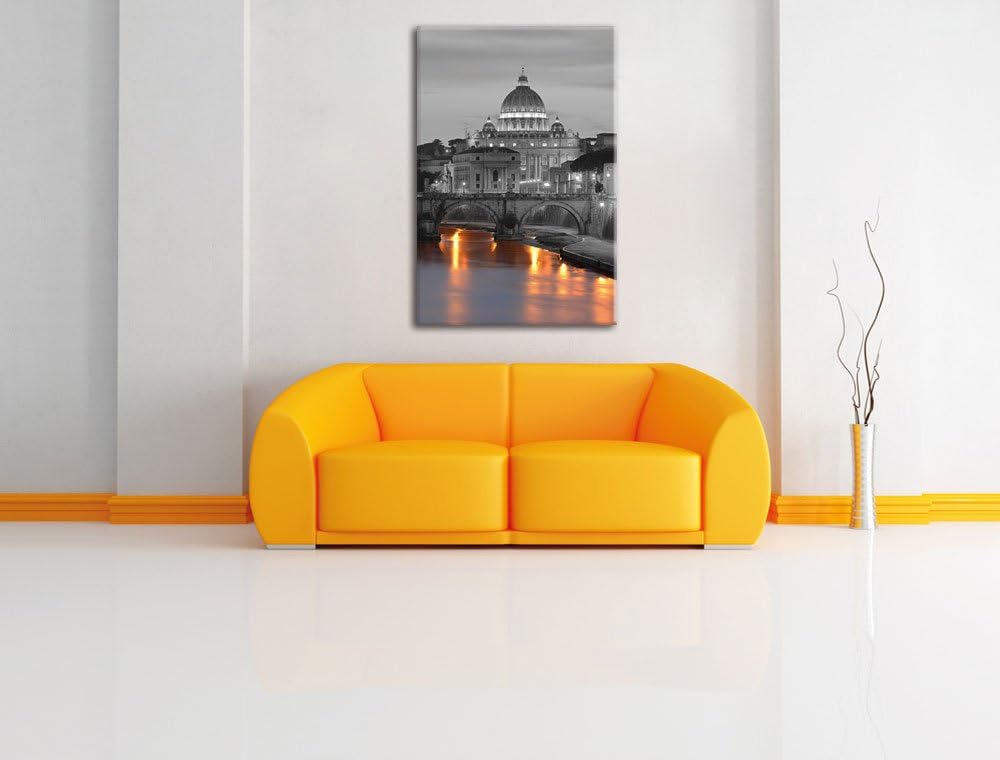 Pixxprint beleuchteter Petersdom am Abend als Leinwandbild/Grösse: 100x70 / Wandbild/Kunstdruck/fert