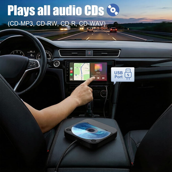 CD Player für Auto mit Silikon Anti-Schock CD Player Auto mit USB-Verlängerungskabel Auto CD Player