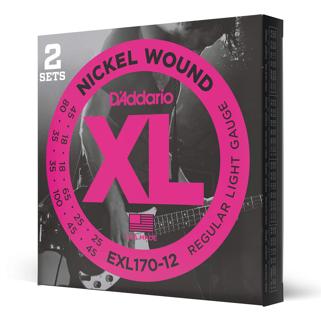 D'Addario E Bass Gitarrensaiten | Saiten E Bass | Bassgitarre Saiten | Saiten 12-Saiter E-Bass | DER