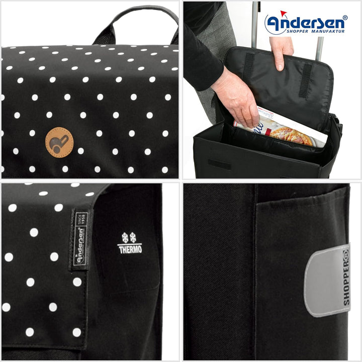 ANDERSEN Einkaufstrolley - Komfort Shopper Malit schwarz 49 L Einkaufswagen,langlebig,Thermo, klappb