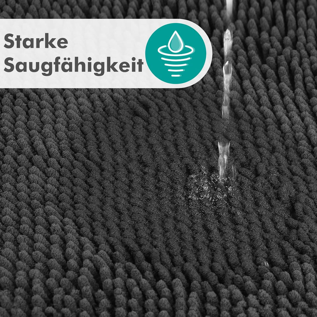 MEKO Badematte aus Chenille, 2er Set Badezimmerteppich rutschfest Duschvorleger und saugfähiger U-fö