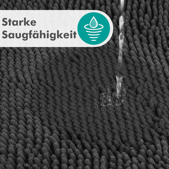 MEKO Badematte aus Chenille, 2er Set Badezimmerteppich rutschfest Duschvorleger und saugfähiger U-fö