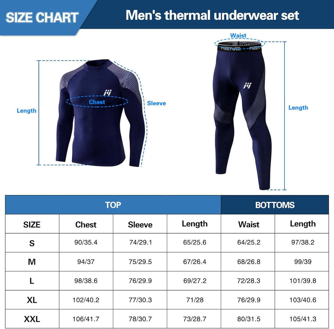 MEETWEE Thermounterwäsche Herren, Funktionsunterwäsche Winter Skiunterwäsche Suit Atmungsaktiv Therm