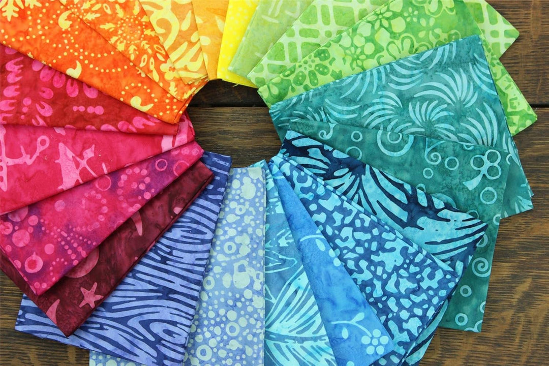 LoudElephant Baumwoll-Batik-Stoffbündel – Fat Quarter – Rainbow Original, Rainbow Original