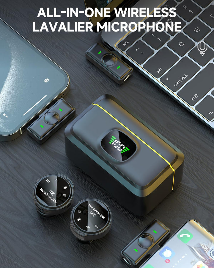 Professionelles kabelloses Lavalier-Mikrofon für Android, iPhone, iPad, mit Adapter, 2 Stück Für And