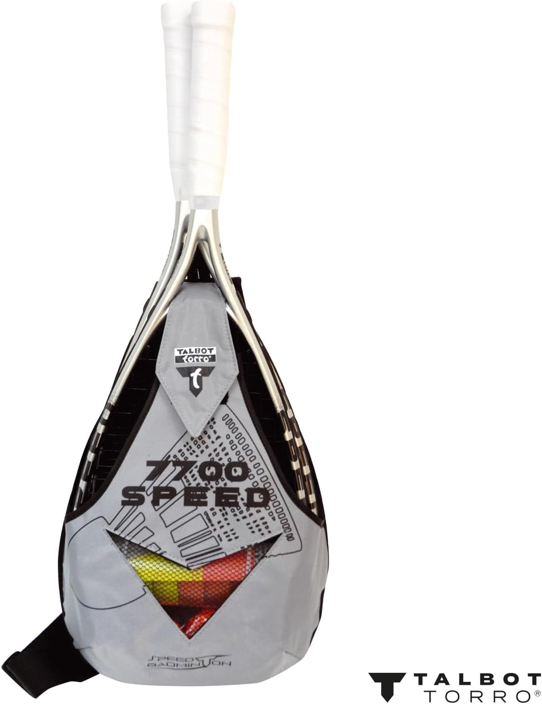 Talbot-Torro Speed-Badminton Set Speed 7700, 2 Graphit-Composite Rackets, 6 oder 5 windstabile Feder