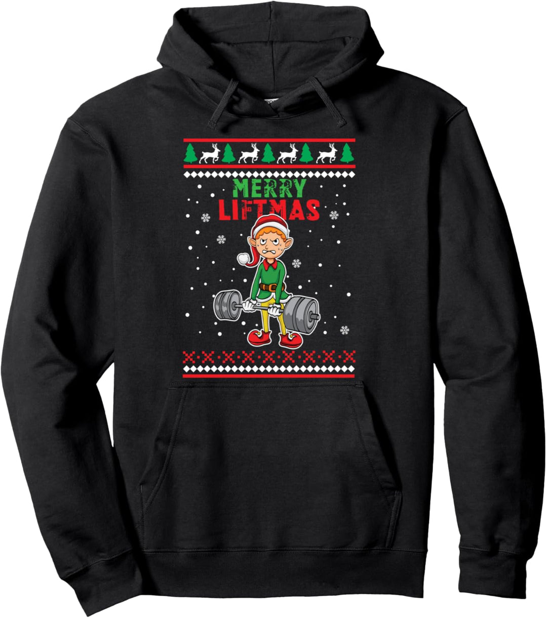Merry Liftmas Elf Bodybuilder Weihnachten Elfen Fitness Pullover Hoodie