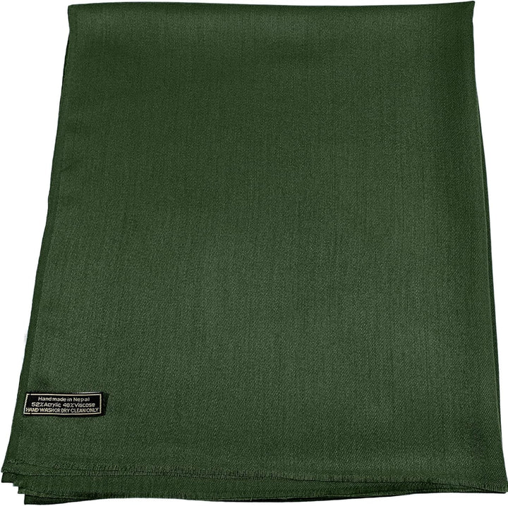 CJ Apparel Damen Handgefertigter nepalesischer Fransenschal Pashmina-Schal Einheitsgrösse Dunkelgrün
