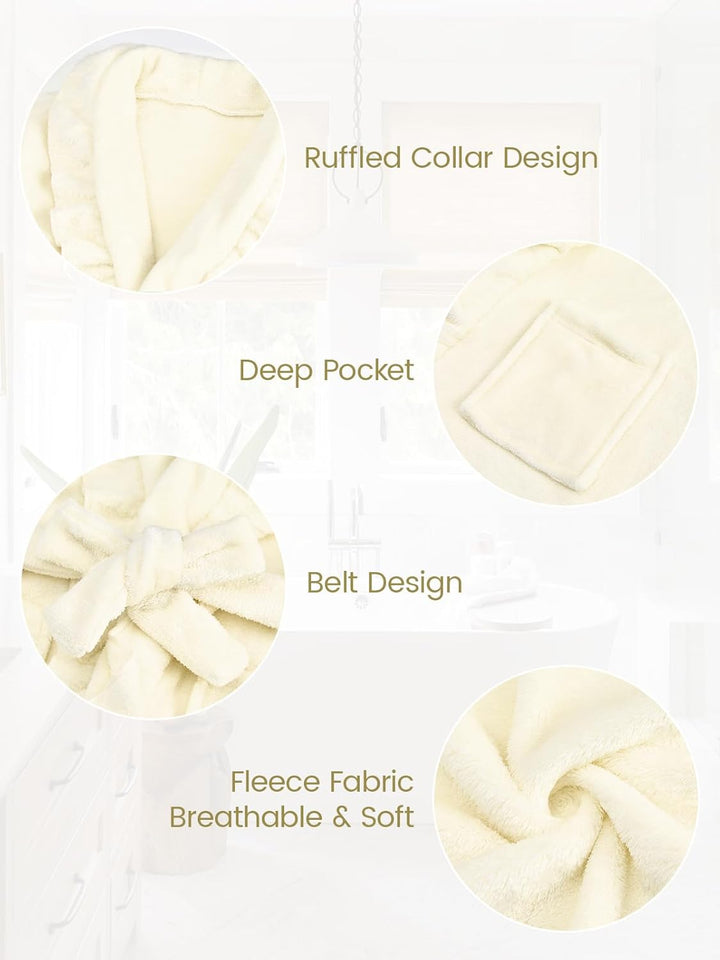 JiAmy Kinder Flanell-Bademantel mit Rüschen Warmer Fleece Hausmantel im Eleganten Stil für Mädchen B