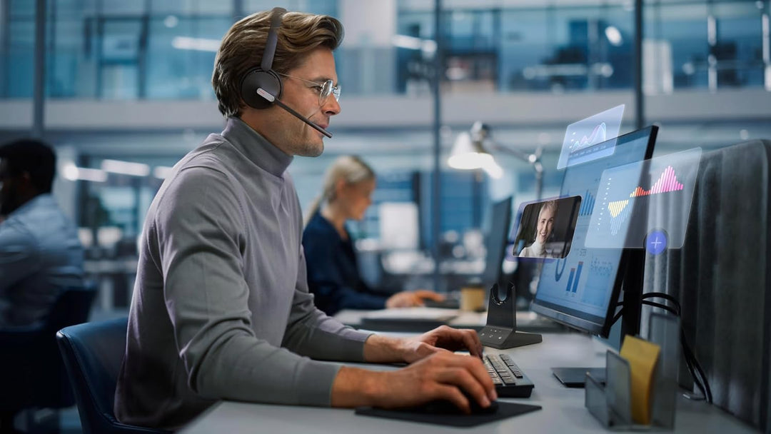 Yealink WH64 Dual Teams Headset inkl. Basisstation - Optimiert für Microsoft Teams, Zwei-Ohr-Design,