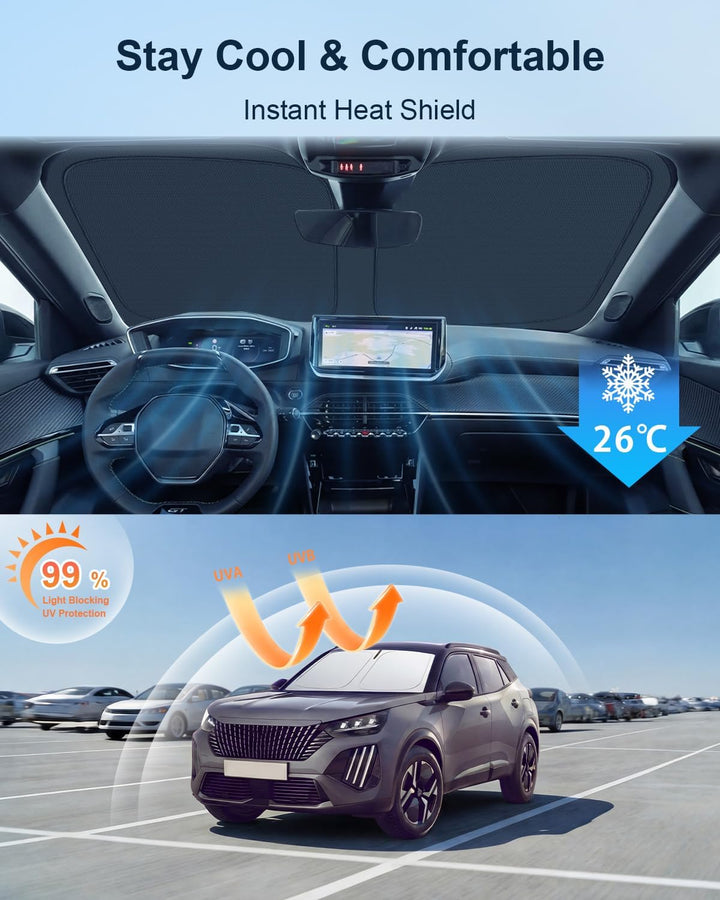 BIXUAN Frontscheiben-Sonnenschutz kompatibel mit Peugeot 2008 e-2008 P24 2020-2025 2026 Auto Sonnens