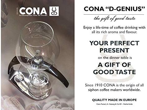 CONA Coffee Maker, 2022 'Size D-Genius All-Glass' für 6-8 Tassen oder