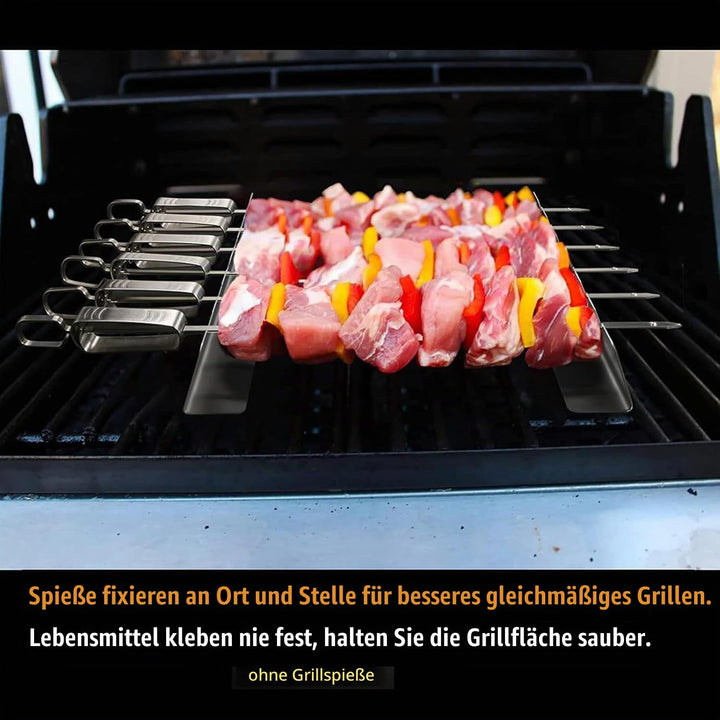 Spiesse Rack 6er Set, Edelstahl Spiesse Halter mit 6 Einkerbung Kompatibel mit Holz, Bambus, Runde M