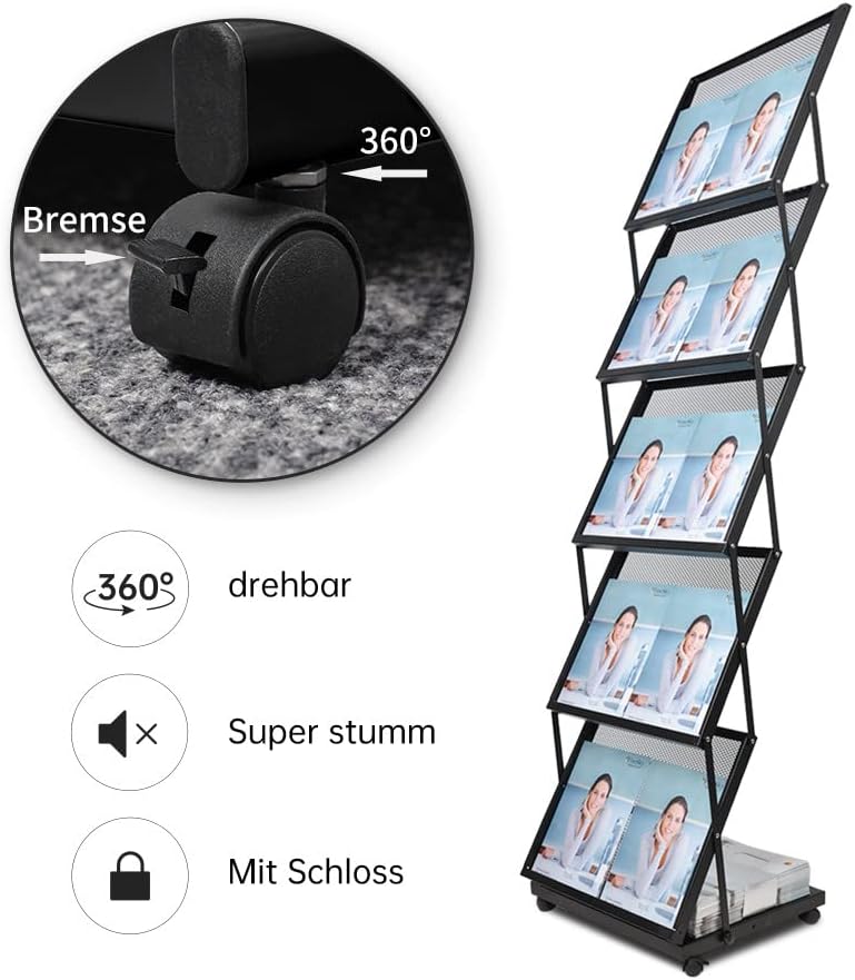 BLV 5 Schicht Faltbare prospektständer & prospekthalter Zeitschriftenständer Büroregale Katalog Lite