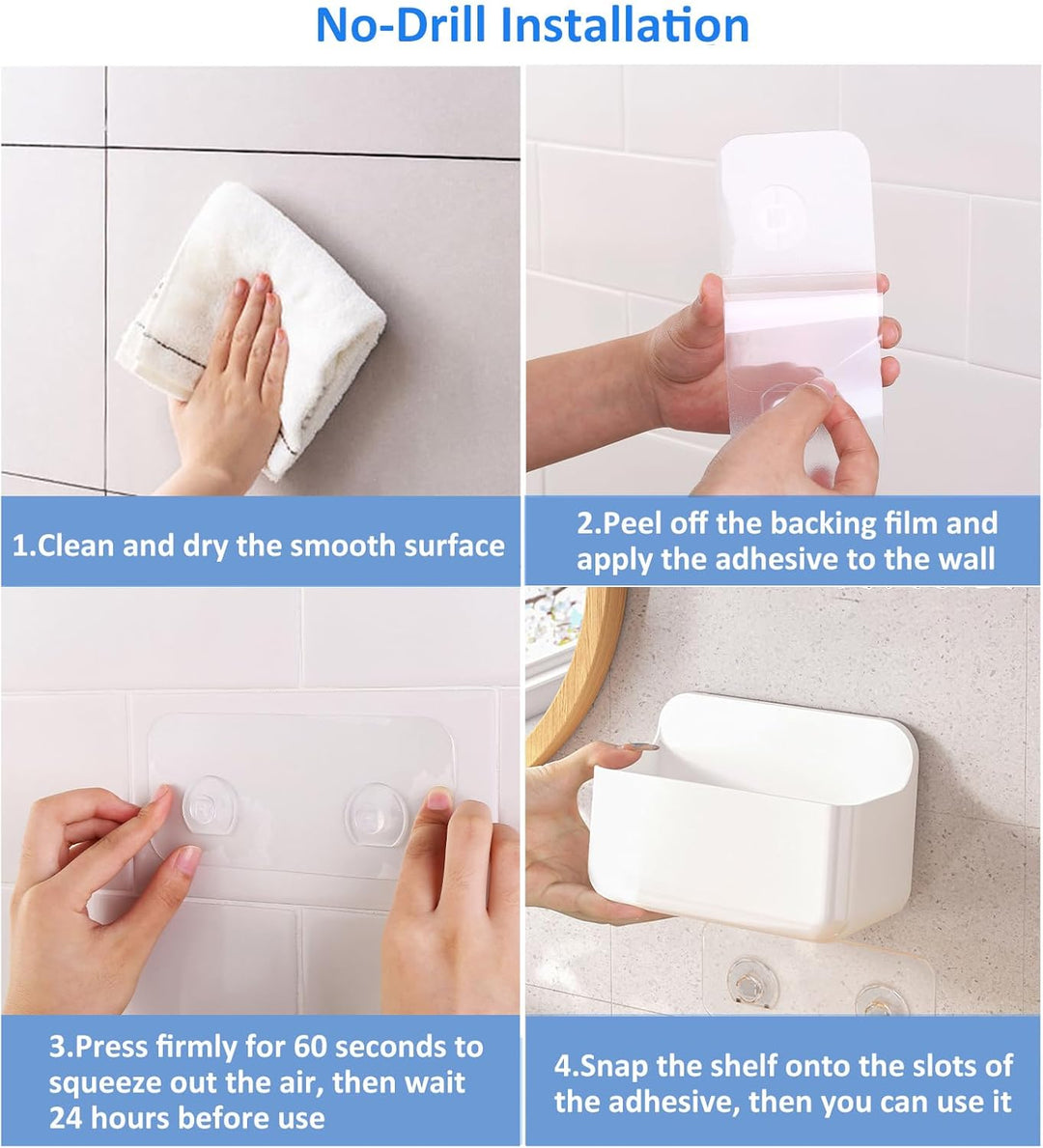 Diesisa 2 Stück Duschablage Ohne Bohren, Duschregal Wandmontage, Shampoo Halterung für Dusche, Dusch
