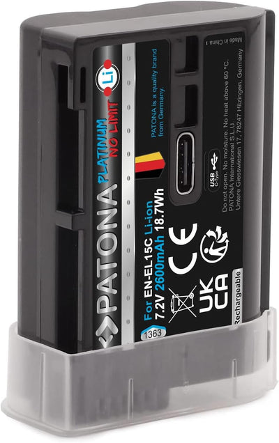 PATONA Platinum EN-EL15c USB Kamera Akku (2600 mAh) mit direkt USB Eingang (USB-c) 1363 - Kompatibel