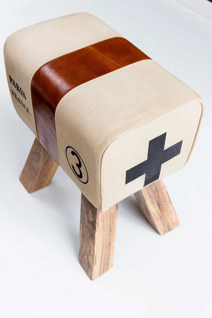 FineBuy Design Turnbock Sitzhocker 40 x 30 x 47 cm, Turnhocker Hocker Beistellhocker Fusshocker Brau