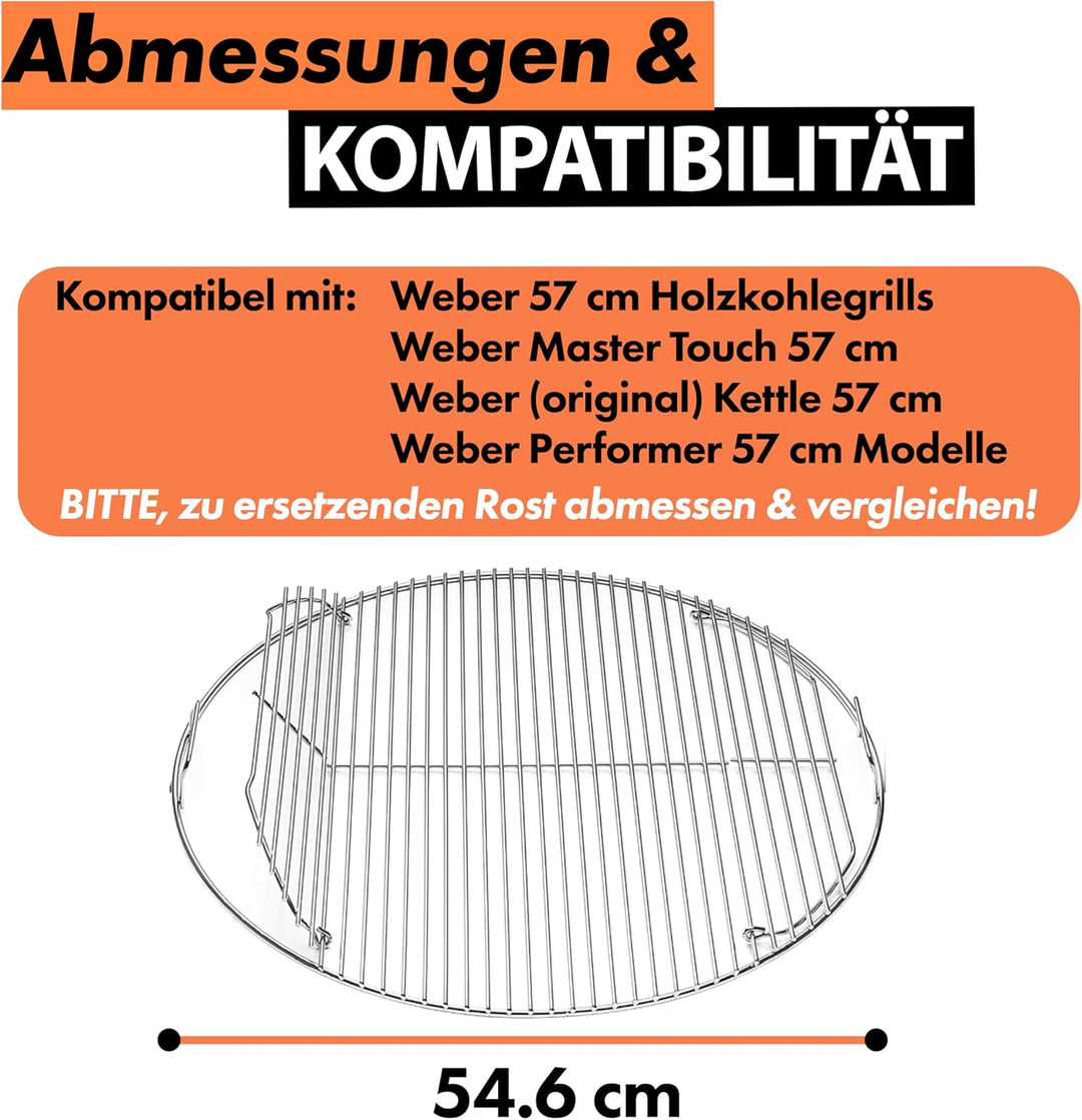 Ersatzteil klappbarer Rost für Grill Master Touch 57 - Weber Grillrost 8424 für Holzkohlegrill Kettl