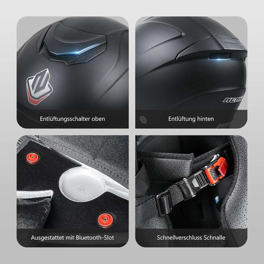 NENKI Jethelme Halbhelme Rollerhelm Sturzhelm Chopper Helm,Motorradhelm ECE 22.06 mit Doppelvisier S