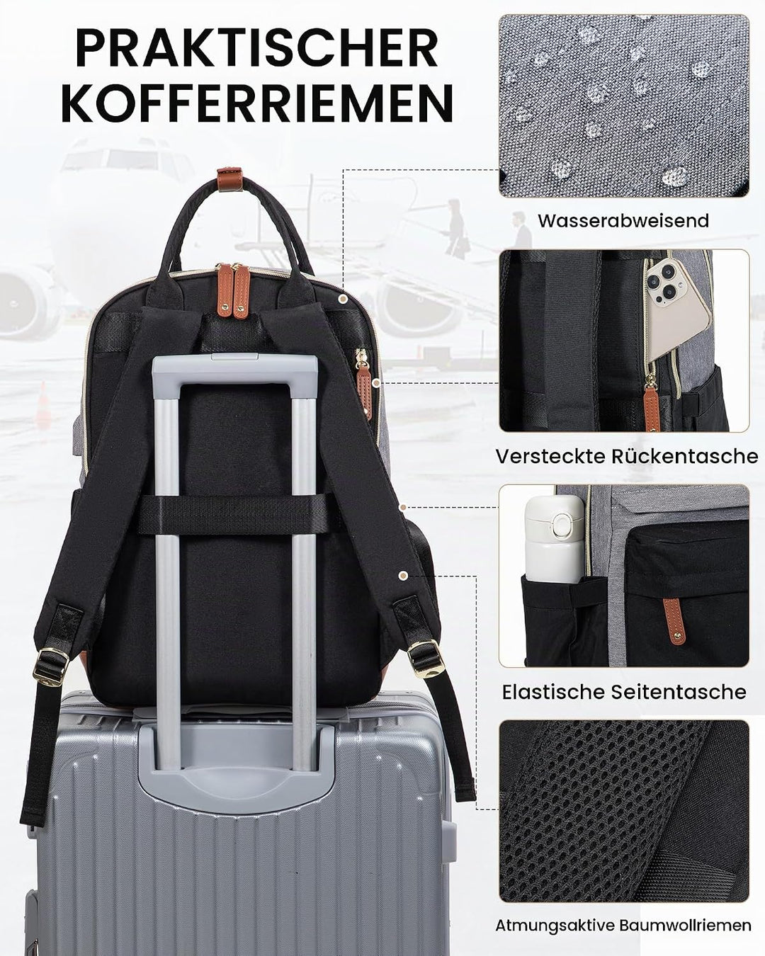 LOVEVOOK Schulrucksack Teenager Mädchen, Schultasche Arbeitstasche Damen Herren mit 15,6 Zoll Laptop
