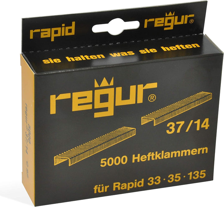 REGUR Typ 37 Feindraht-Klammern verzinkt - 5.000 Stück in der Länge 37/14 mm – Heftklammern zum Befe