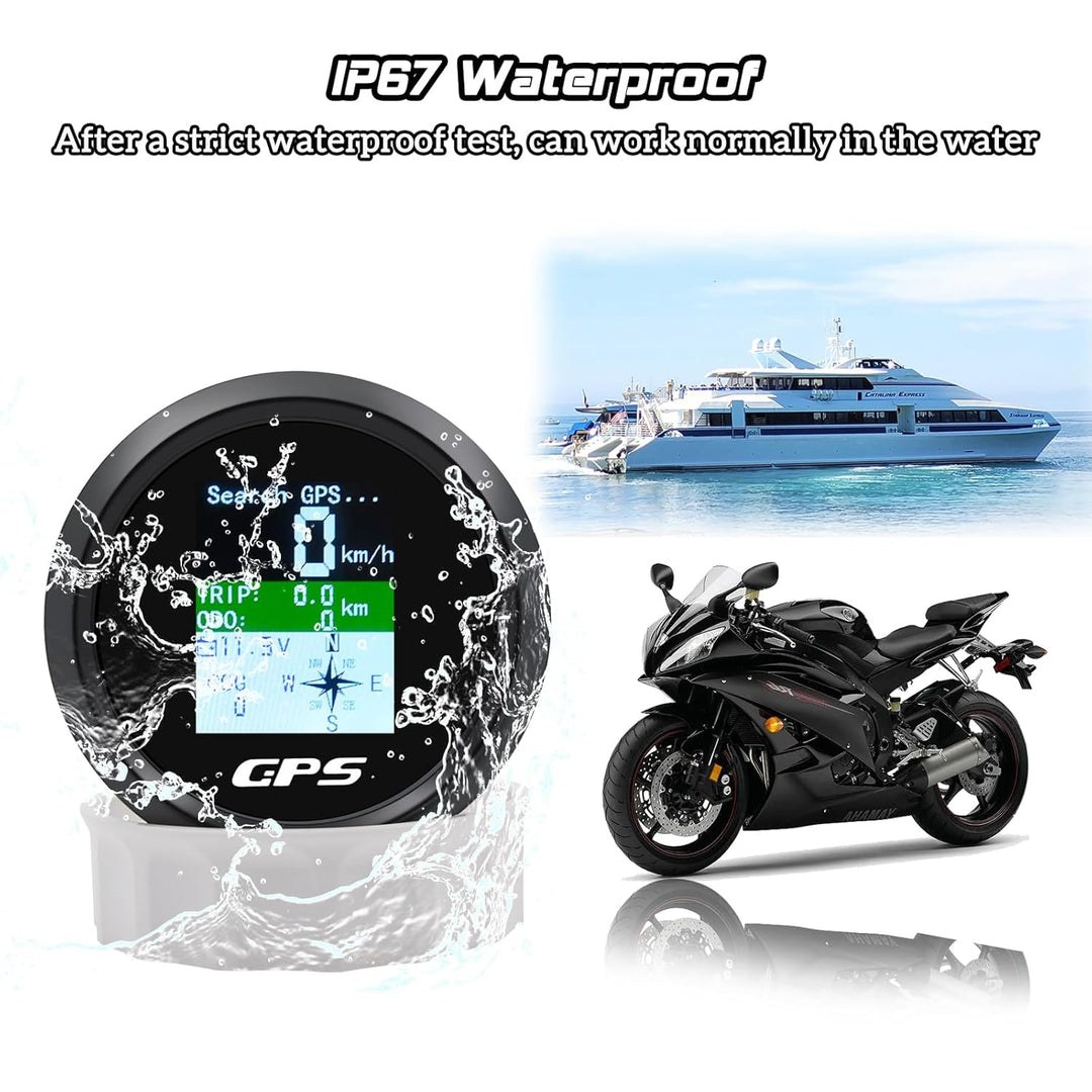 KAOLALI GPS Tachometer Geschwindigkeitsmesser Kilometerzähler 85 mm Rostfreie IP67 Wasserdichte Digi