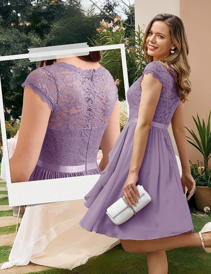 Wedtrend Cocktailkleid Damen Knielang Abendkleid Elegant für Hochzeit Elegant A Linie Rüschenkleid T