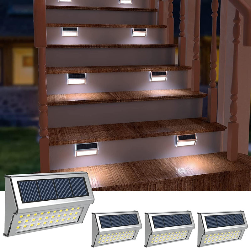 Solarleuchten Garten 30 LED Edelstahl Treppenleuchten, Aussenleuchte Wandleuchten, Zaun Solarleuchte