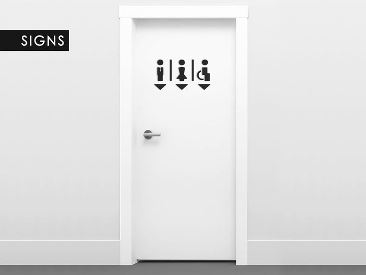 3DP Signs - Geprägt Toilette Design türschild SA113 Schwarz wc schilder selbstklebend - Moderne Dame