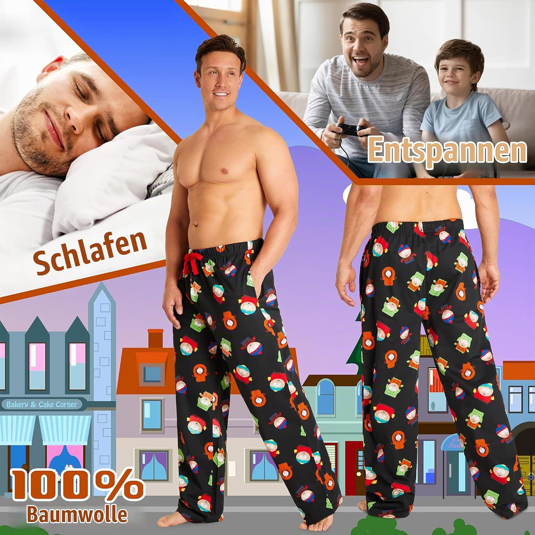 South Park Herren Lang Pyjamahose - bequemer Schlafanzug S Mehrfarbig, S Mehrfarbig