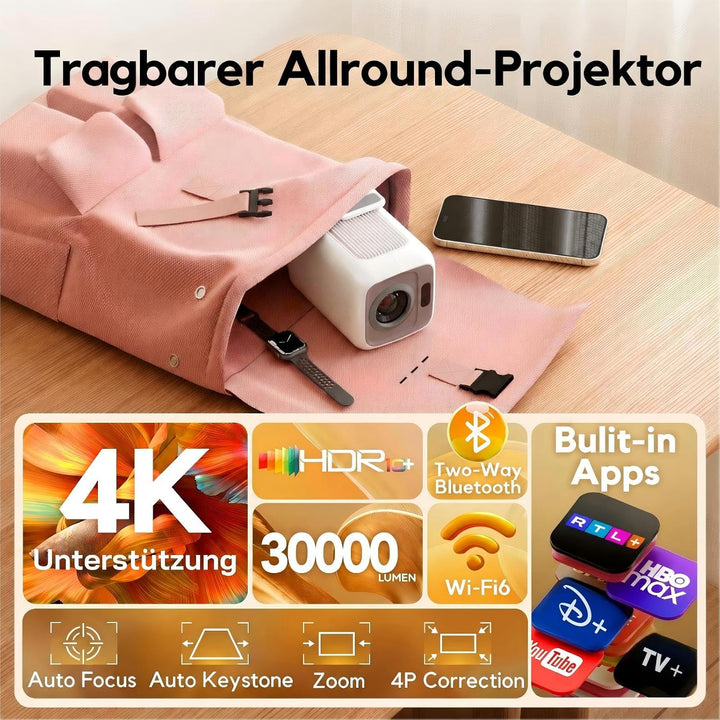 Beamer, AKIYO 7500 Lumen WiFi Mini Beamer Full HD, Native 1080P Full HD Heimkino Video Beamer, HiFi-