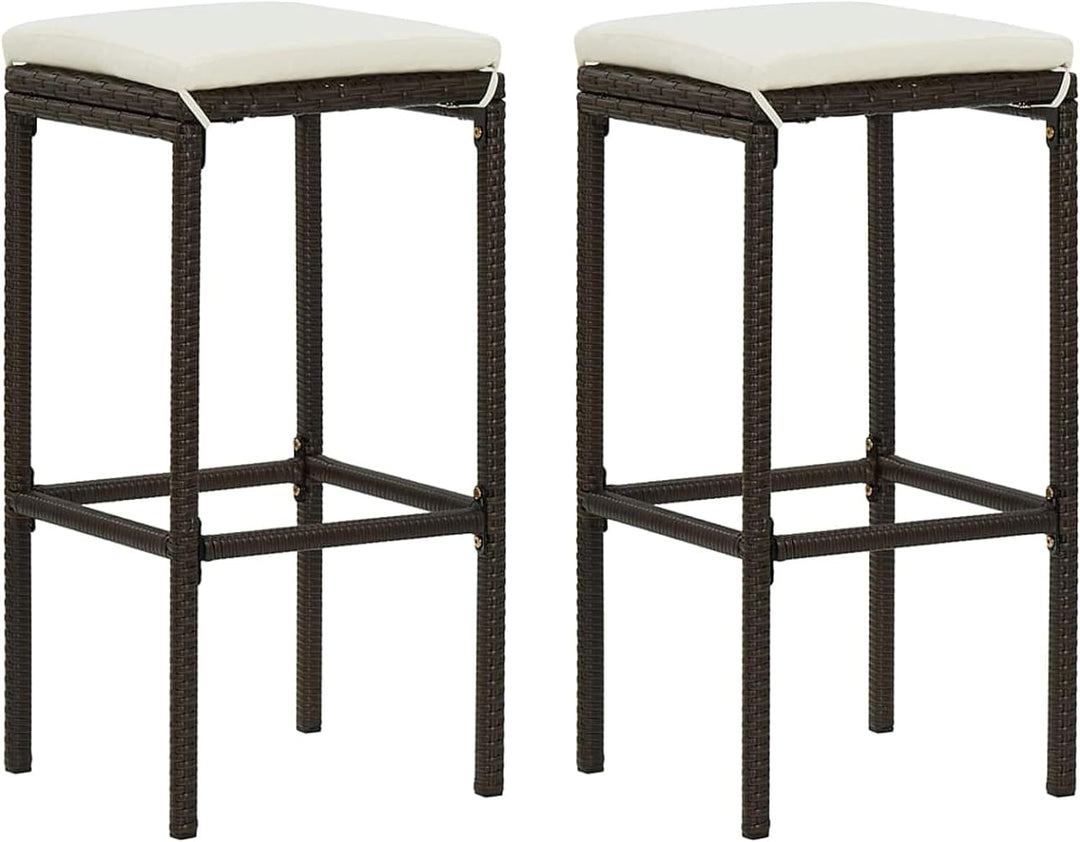 Gecheer 3-TLG. Gartenbar Set mit Kissen Bartisch Set Poly Rattan Sitzgruppe Sitzgarnitur Gartenmöbel