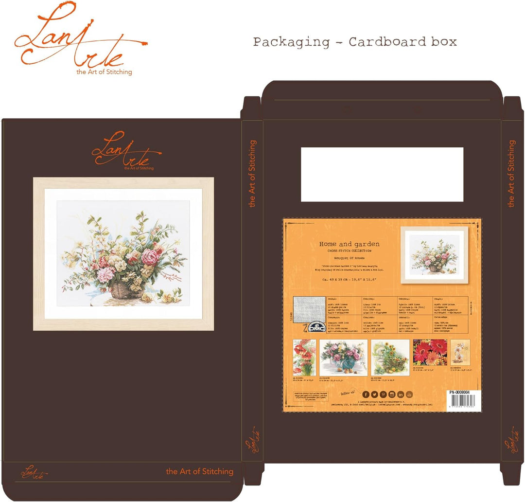 Lanarte Zählmusterpackung Rosen Kreuzstichpackung, Baumwolle, Mehrfarbig, 49 x 39 x 0.3 cm