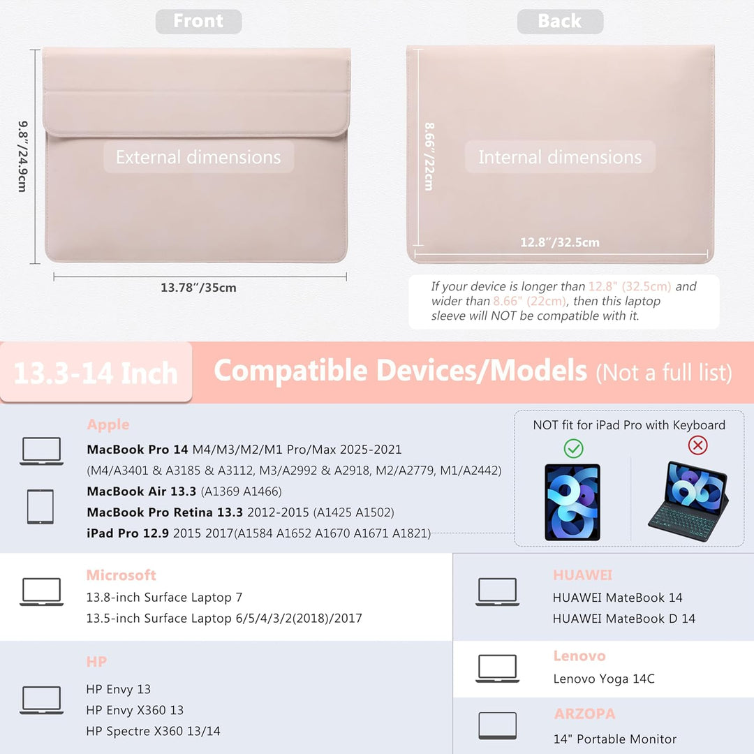 HYZUO 13,3-14 Zoll Laptop Hülle Laptophülle mit Standfunktion für MacBook Pro 14 M4/M3/M2/M1 Pro/Max