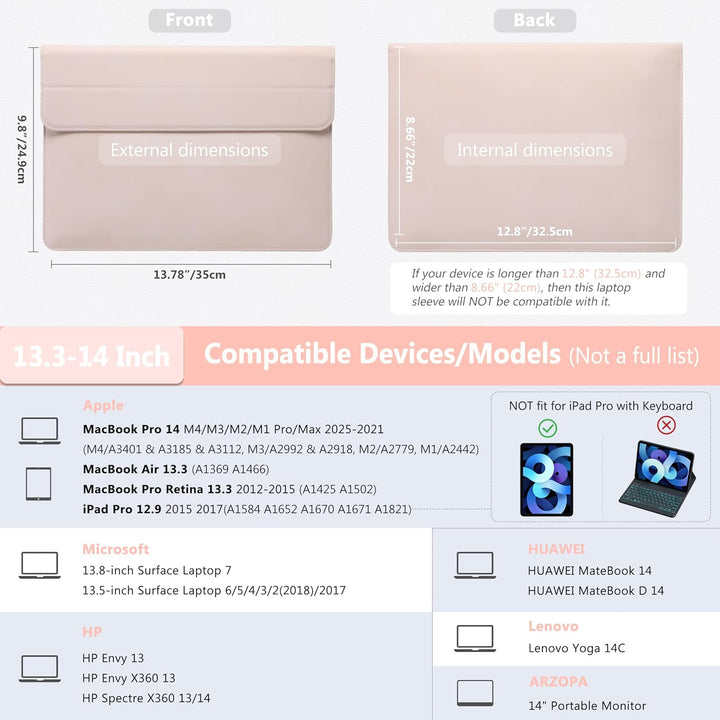 HYZUO 13,3-14 Zoll Laptop Hülle Laptophülle mit Standfunktion für MacBook Pro 14 M4/M3/M2/M1 Pro/Max