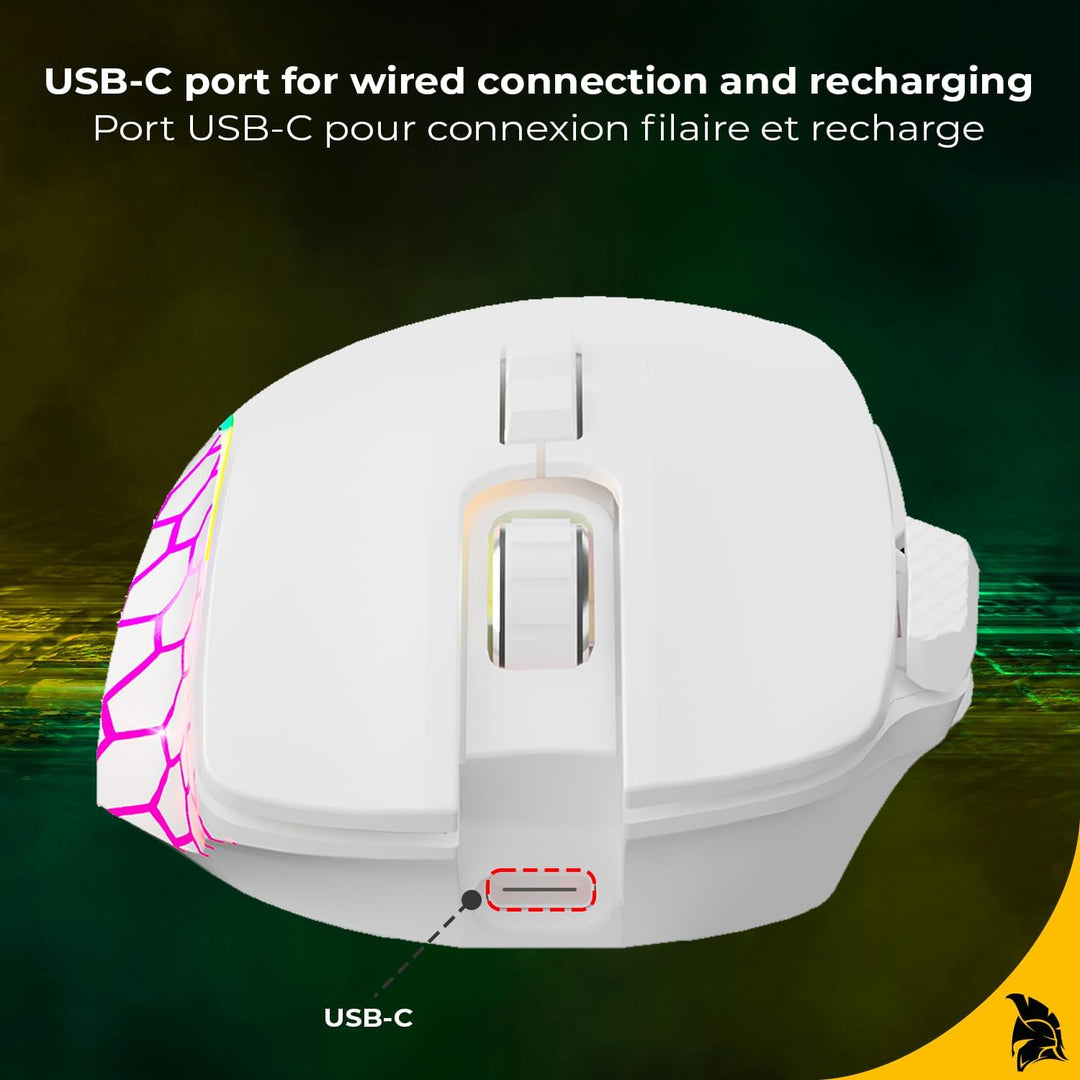 EMPIRE GAMING RF906 Kabellose Gaming-Maus, 3 Modi, 2,4 GHz, BT, kabelgebunden, 8 programmierbare Tas
