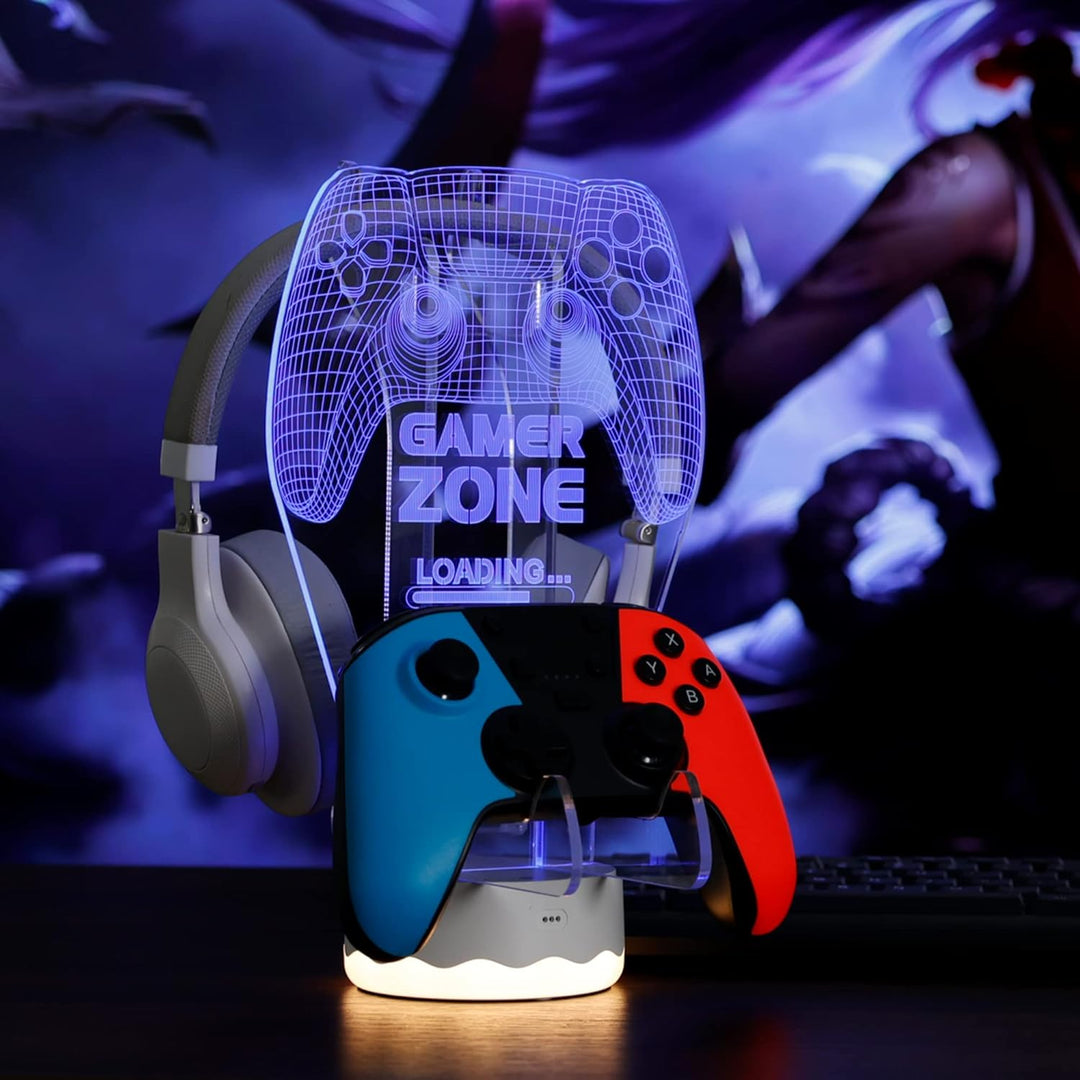 Leuchtender Kopfhörer- und Controller-Halter, 3D-LED-Leuchten, Kopfhörer-Gamepad-Ständer, Gamecontro