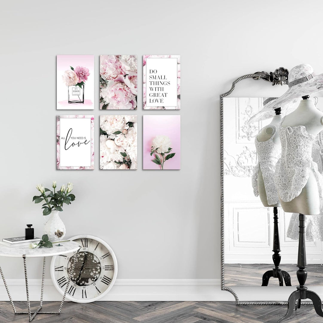 Novart Wandbilder Set - KOMPLETT AUFHÄNGFERTIG - Made in Germany - Moderne Bilder Blumen Wohnzimmer