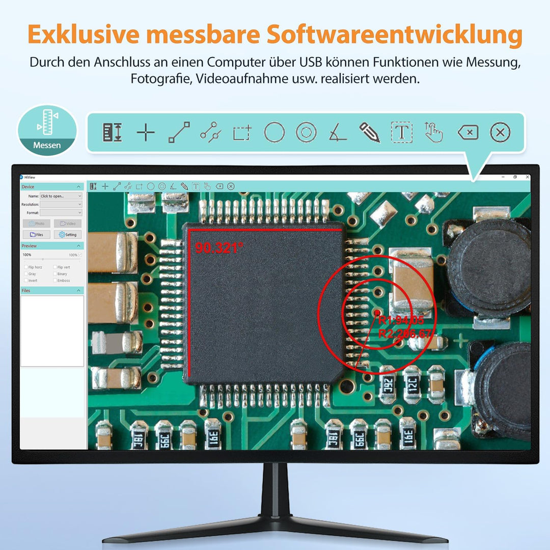 7“ LCD Digital Mikroskop, 1200X Vergrösserung für Münze PCB Schaltung Reparatur Löten, 12MP Kamera S