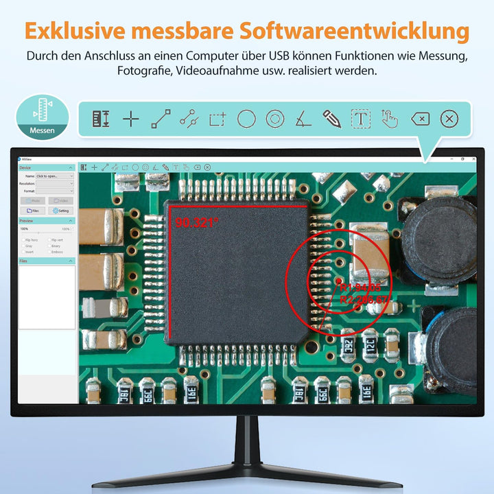 7“ LCD Digital Mikroskop, 1200X Vergrösserung für Münze PCB Schaltung Reparatur Löten, 12MP Kamera S