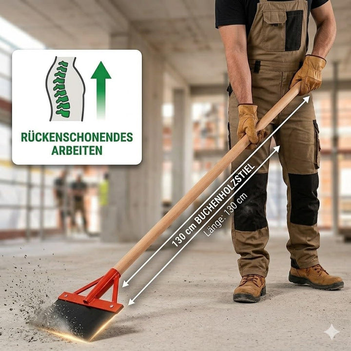 Stossscharre 30 cm mit Buchenholzstiel 130 cm | Federstahlblatt mit Strebe 300 mm breit| Bodenscharr
