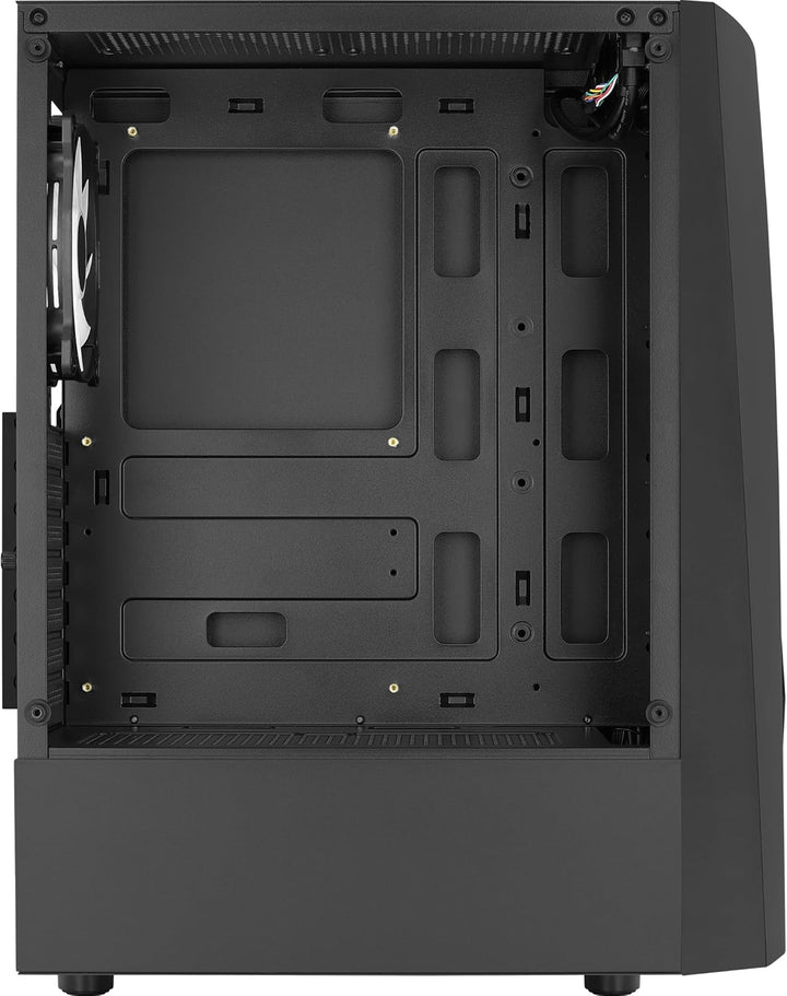 Aerocool WAVEBKV3, PC ATX Gehäuse, Gehärtetes Glas, 4xLüfter RGB 12cm, Schwarz Schwarz WAVEBKV3